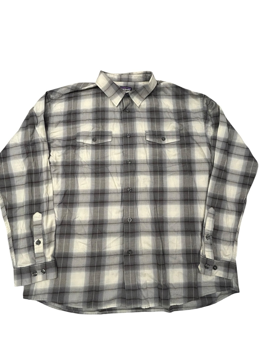 Patagonia Flannel Shirt Plaid Organic Cotton Men’s XL Gray Casual Cottagecore